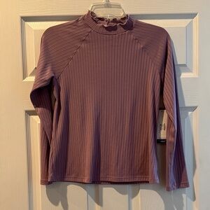Chic Plum Ribbed Long Sleeve Top